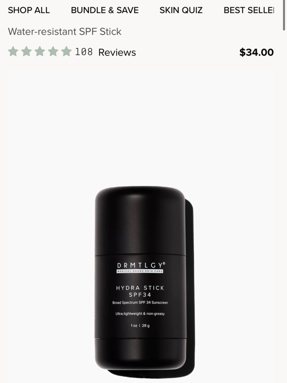 Hydra Stick SPF 34 Sunscreen - Black - Picture 2 of 2